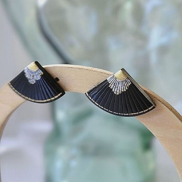 Deadstock Misono Handpainted Originals black wooden fan studs - Picture 5 of 8